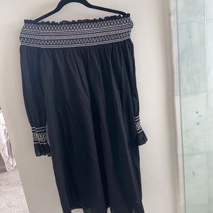 Maje off shoulder black and white dress